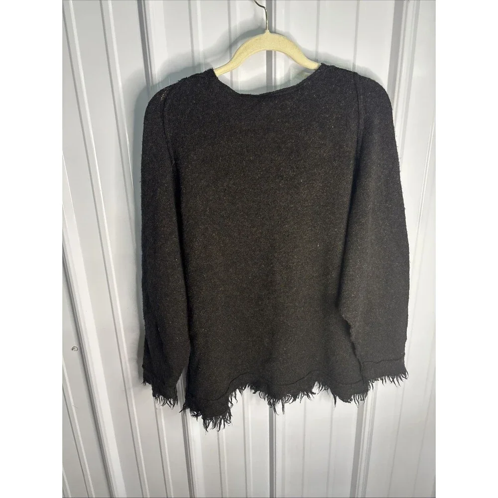 Free People Brown Wool Blend Irresistible Fringe V-Neck Sweater XS Oversized EUC